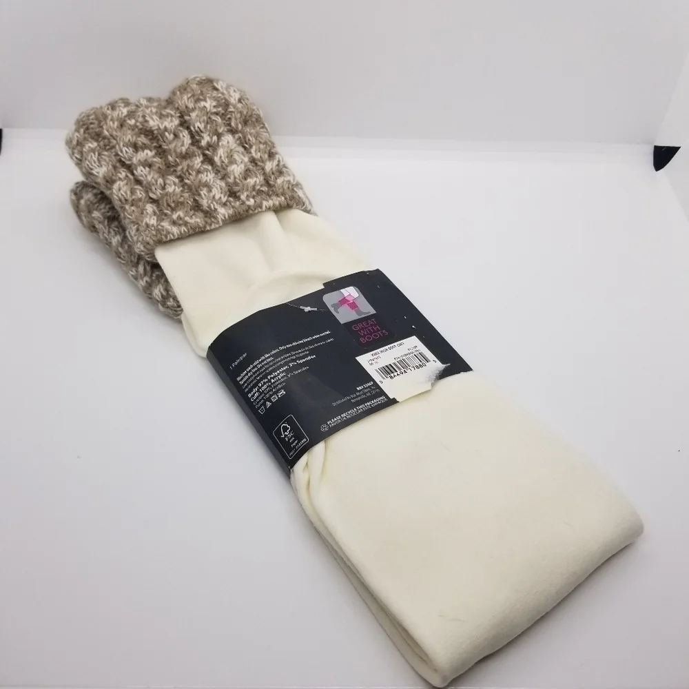NWT No Boundaries fleece-lined knee-high sock and cable-knit boot cuff